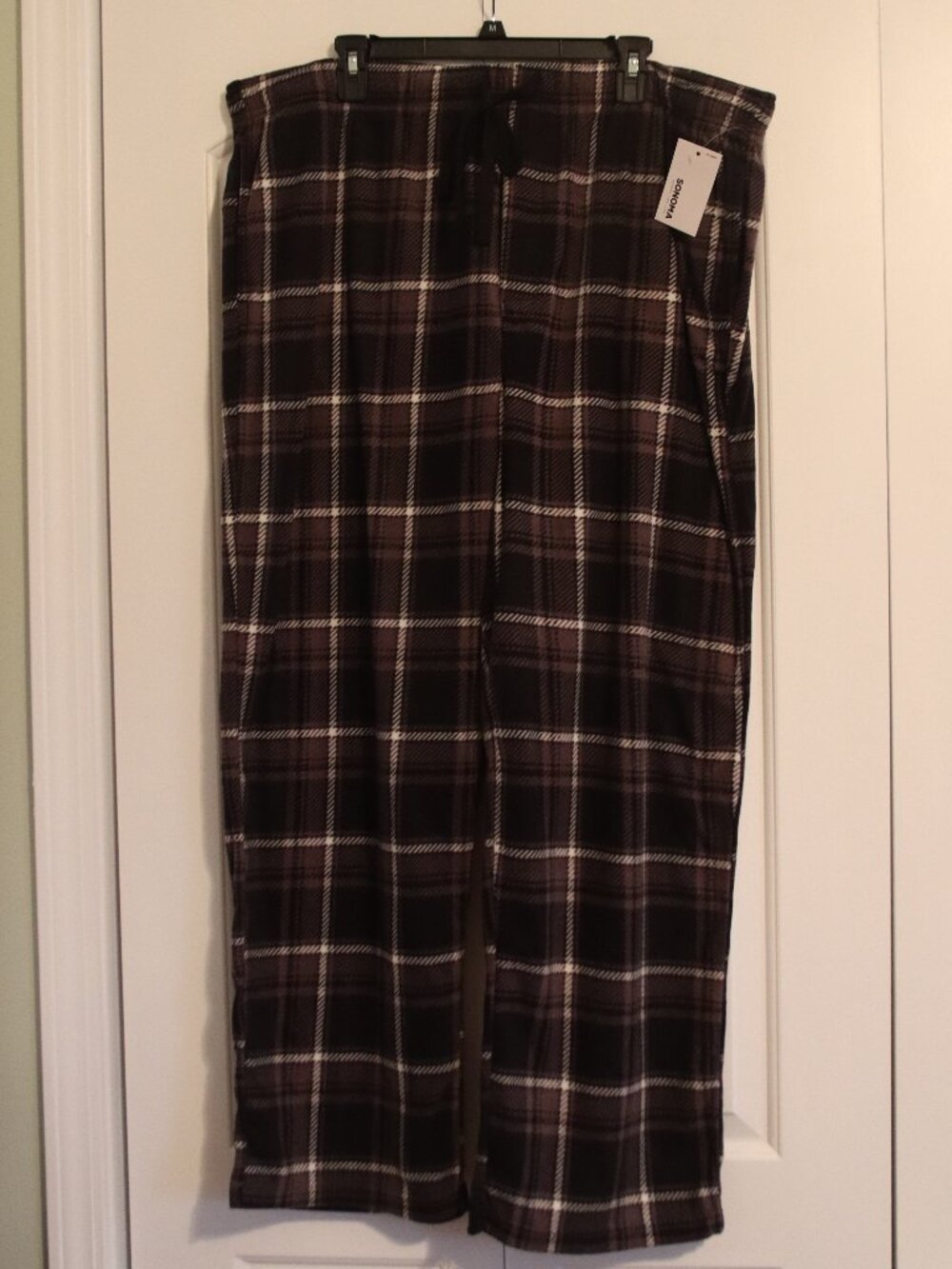 Sonoma Grey/Black/White Plaid Fleece The Essential Pajama Pant Mens Size XXL New